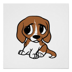 beagle cartoon red white poster