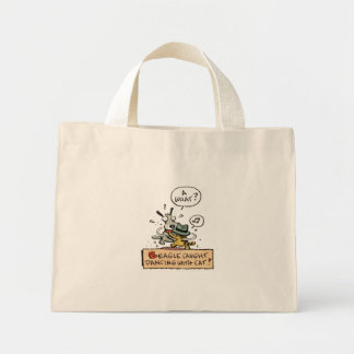 Beagle Caught Dancing with a Cat Mini Tote Bag