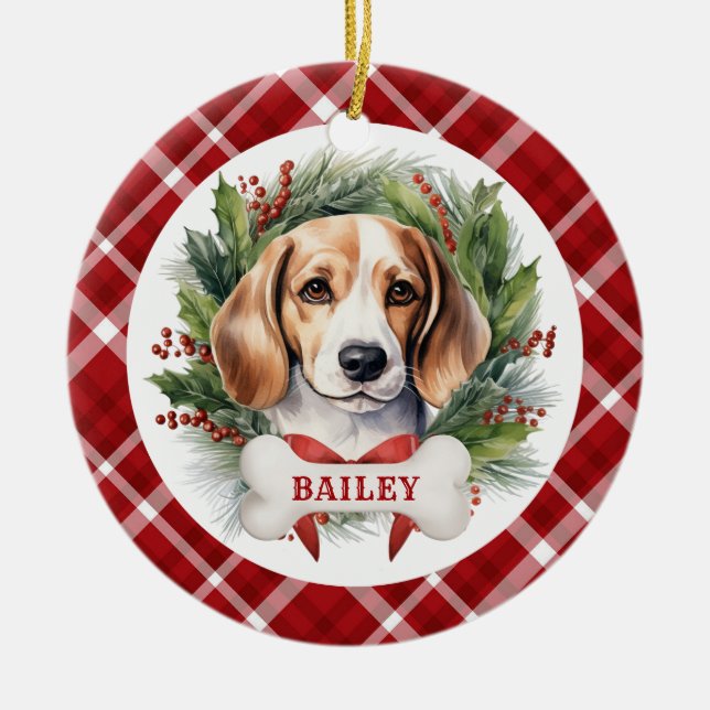Beagle Ceramic Circle Ornament (Front)