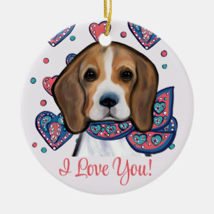 Beagle ceramic tree decoration