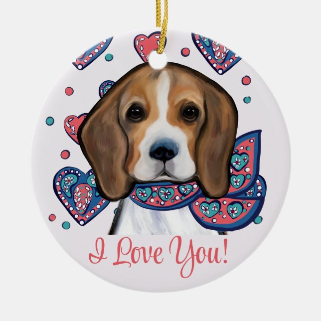 Beagle       ceramic tree decoration (Front)