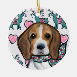 Beagle ceramic tree decoration