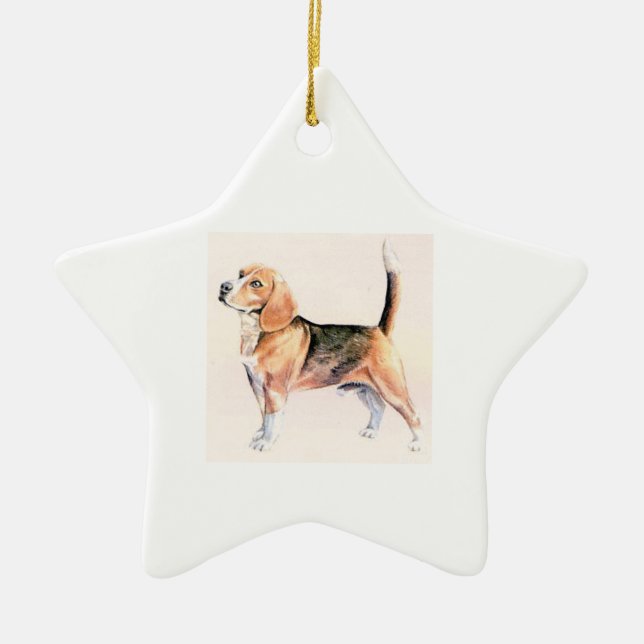 Beagle Ceramic Tree Decoration (Front)