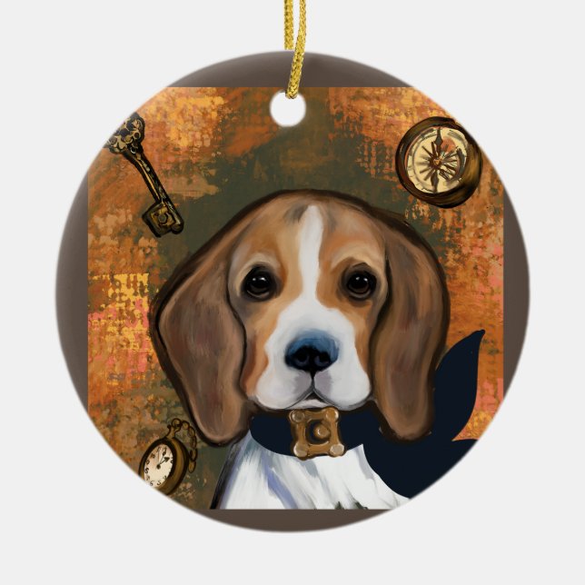 Beagle    ceramic tree decoration (Front)