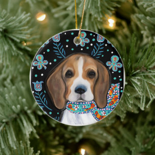 Beagle ceramic tree decoration