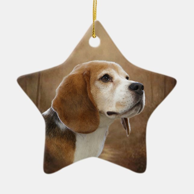 Beagle Ceramic Tree Decoration (Front)