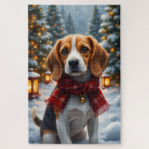Beagle Christmas Art Jigsaw Puzzle