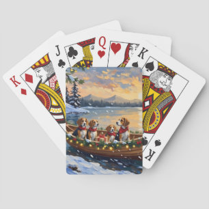 Beagle Christmas Boat Holiday Playing Cards