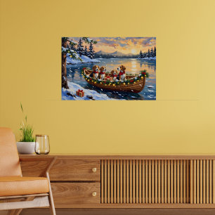 Beagle Christmas Boat Holiday Poster