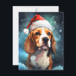 Beagle Christmas brush painting artwork Holiday Card<br><div class="desc">Colourful and joyful Christmas design with a Beagle wearing a Santa hat.</div>