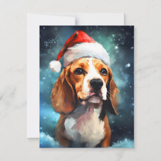 Beagle Christmas brush painting artwork Holiday Card