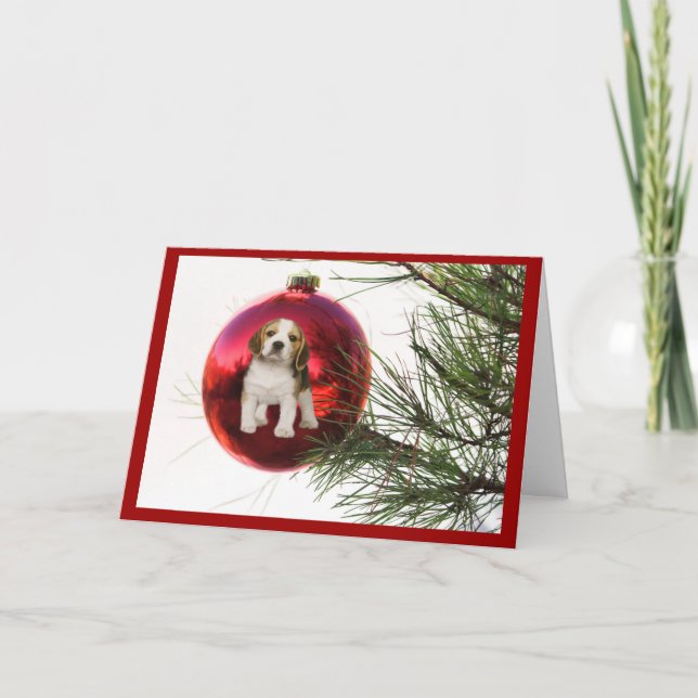 Beagle Christmas Card Ball (Front)