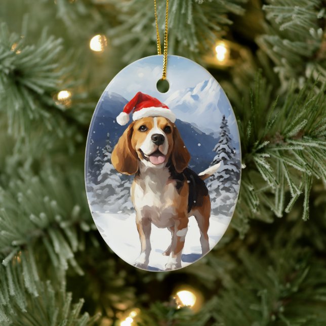 Beagle Christmas Ceramic Tree Decoration (Tree)