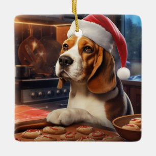 Beagle Christmas Cookies Festive Holiday Ceramic Ornament