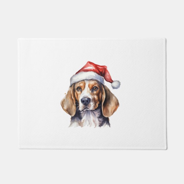 Beagle Christmas Dog  Doormat (Front)