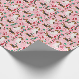 Beagle Christmas Dog gift wrap - pink