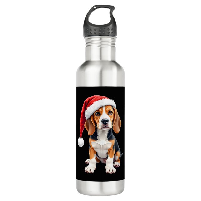 Beagle Christmas Dog Long Sleeve T-Shirt 710 Ml Water Bottle (Front)