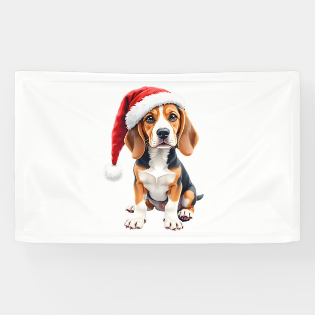 Beagle Christmas Dog Long Sleeve T-Shirt Banner (Horizontal)