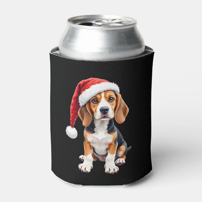Beagle Christmas Dog Long Sleeve T-Shirt Can Cooler (Can Front)