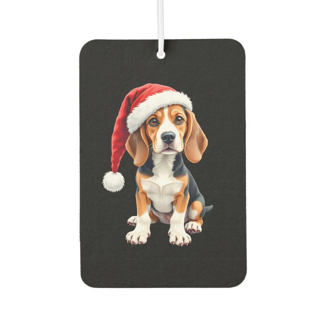 Beagle Christmas Dog Long Sleeve T-Shirt Car Air Freshener (Front)