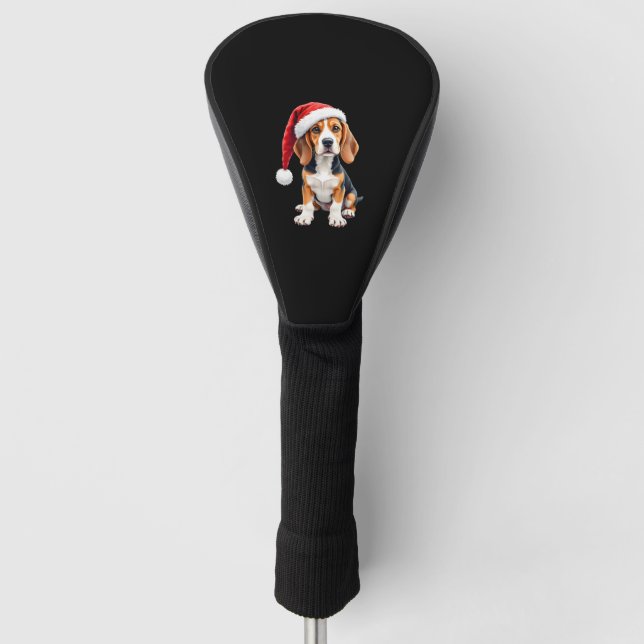 Beagle Christmas Dog Long Sleeve T-Shirt Golf Head Cover (Front)