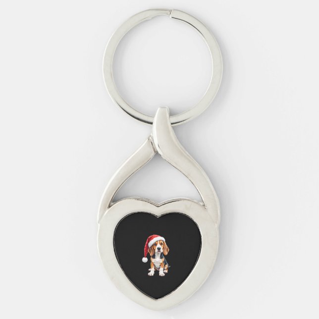 Beagle Christmas Dog Long Sleeve T-Shirt Key Ring (Front)