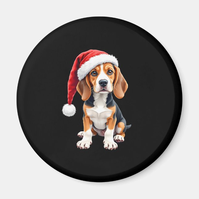 Beagle Christmas Dog Long Sleeve T-Shirt Magnet (Front)