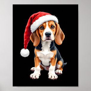 Beagle Christmas Dog Long Sleeve T-Shirt Poster