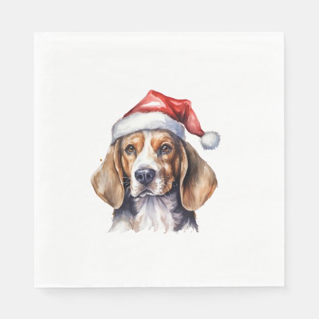 Beagle Christmas Dog  Napkin (Front)