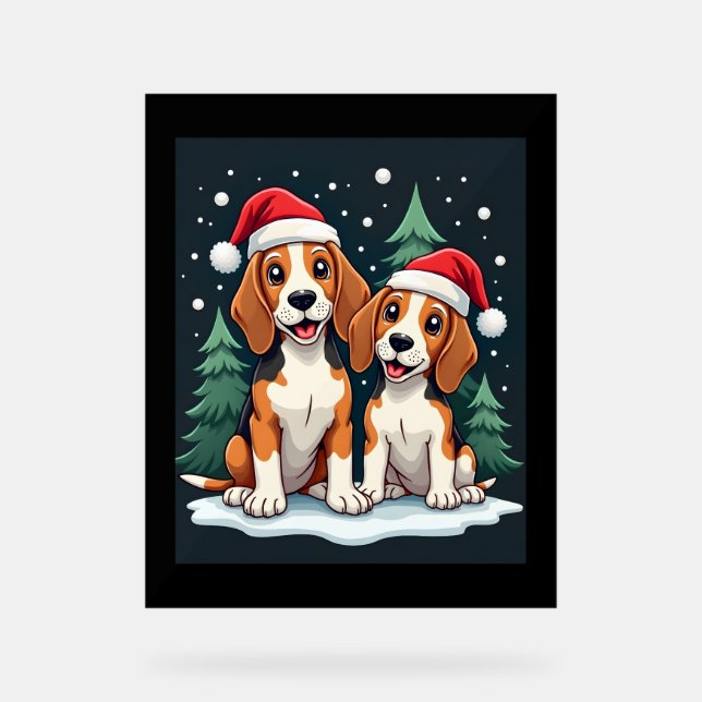 Beagle Christmas Dog Owner Xmas Holiday Pajama Lon Acrylic Sign (Front)