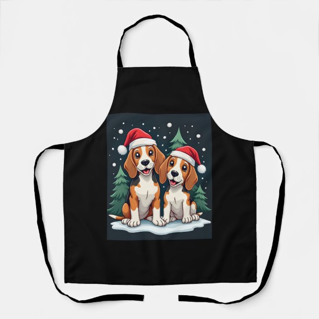 Beagle Christmas Dog Owner Xmas Holiday Pajama Lon Apron (Front)