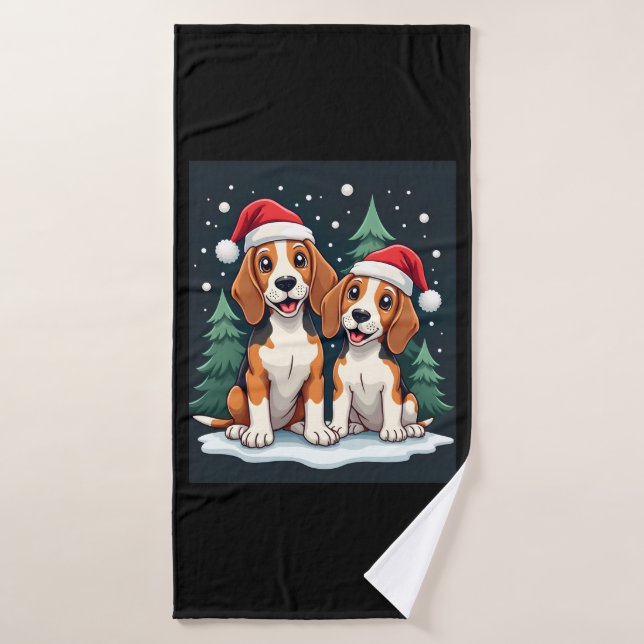Beagle Christmas Dog Owner Xmas Holiday Pajama Lon Bath Towel (Bath Towel)