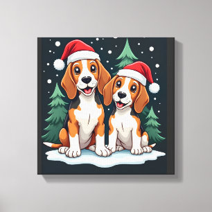 Beagle Christmas Dog Owner Xmas Holiday Pajama Lon Canvas Print