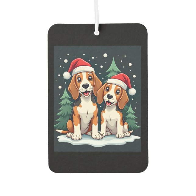 Beagle Christmas Dog Owner Xmas Holiday Pajama Lon Car Air Freshener (Front)