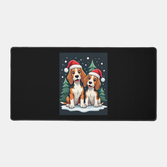 Beagle Christmas Dog Owner Xmas Holiday Pajama Lon Desk Mat (Front)