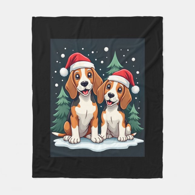 Beagle Christmas Dog Owner Xmas Holiday Pajama Lon Fleece Blanket (Front)
