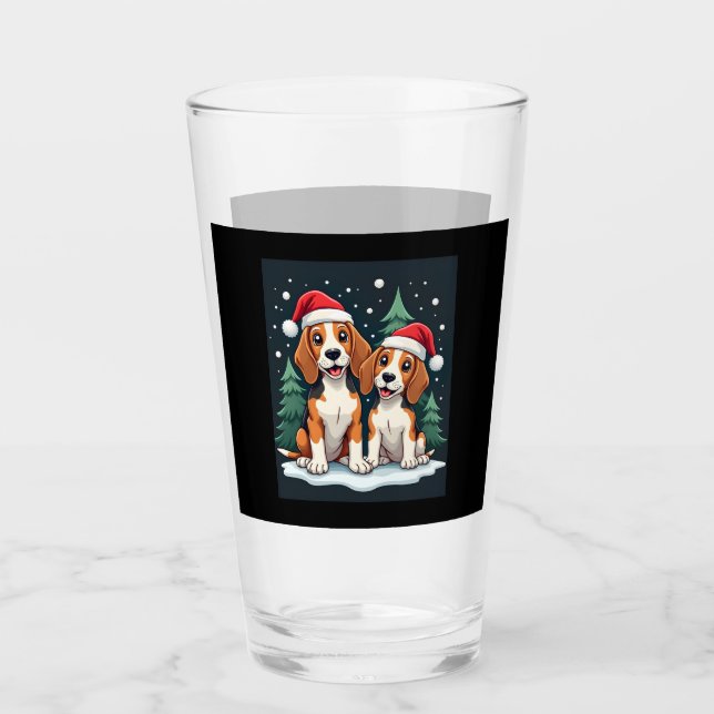 Beagle Christmas Dog Owner Xmas Holiday Pajama Lon Glass (Front)