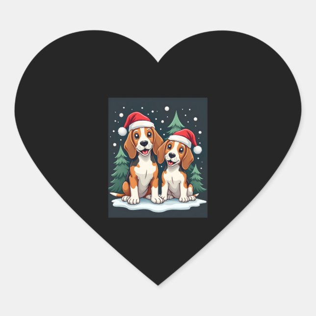 Beagle Christmas Dog Owner Xmas Holiday Pajama Lon Heart Sticker (Front)