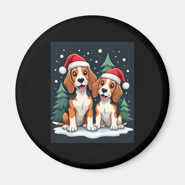 Beagle Christmas Dog Owner Xmas Holiday Pajama Lon Magnet (Front)