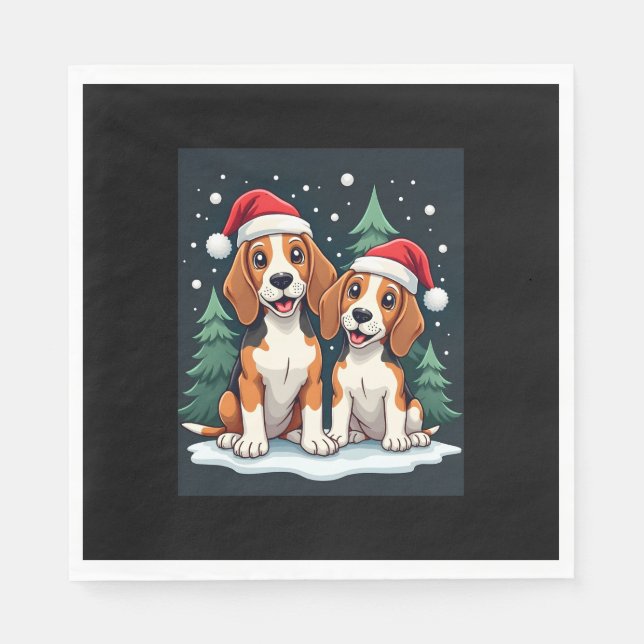 Beagle Christmas Dog Owner Xmas Holiday Pajama Lon Napkin (Front)