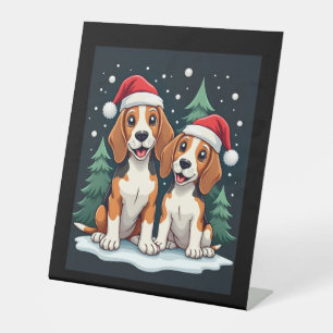 Beagle Christmas Dog Owner Xmas Holiday Pajama Lon Pedestal Sign