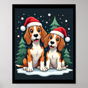 Beagle Christmas Dog Owner Xmas Holiday Pajama Lon Poster