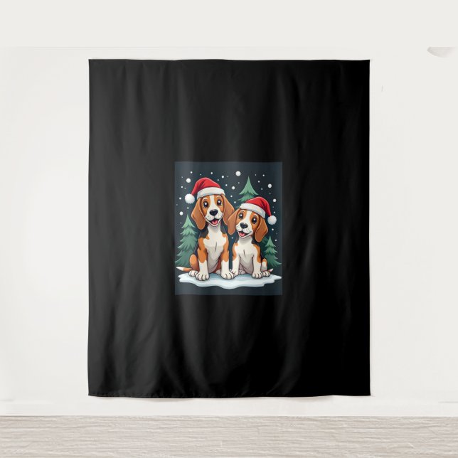 Beagle Christmas Dog Owner Xmas Holiday Pajama Lon Tapestry (Front)