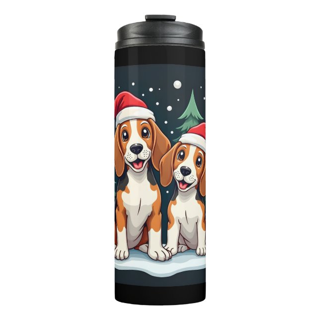 Beagle Christmas Dog Owner Xmas Holiday Pajama Lon Thermal Tumbler (Front)