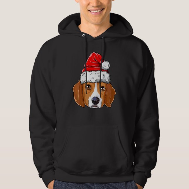 Beagle Christmas Dog Santa Hat Xmas Boys Kids Girl Hoodie (Front)