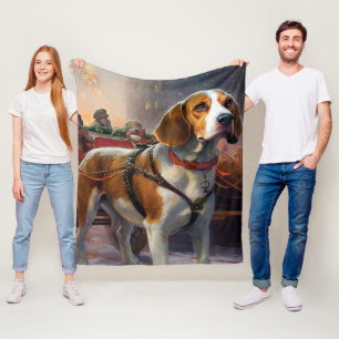 Beagle Christmas Festive Season Fleece Blanket