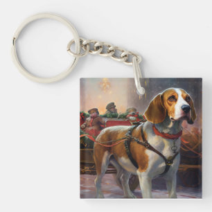 Beagle Christmas Festive Season Key Ring