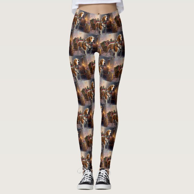 Beagle Christmas Festive Season  Leggings (Front)