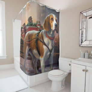 Beagle Christmas Festive Season  Shower Curtain