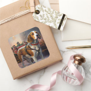 Beagle Christmas Festive Season  Square Sticker